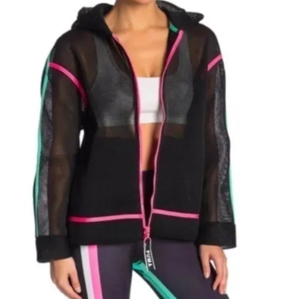 NWT PUMA Chase Spacer Full Zip Mesh Hoody Track Top Black Womens size XS